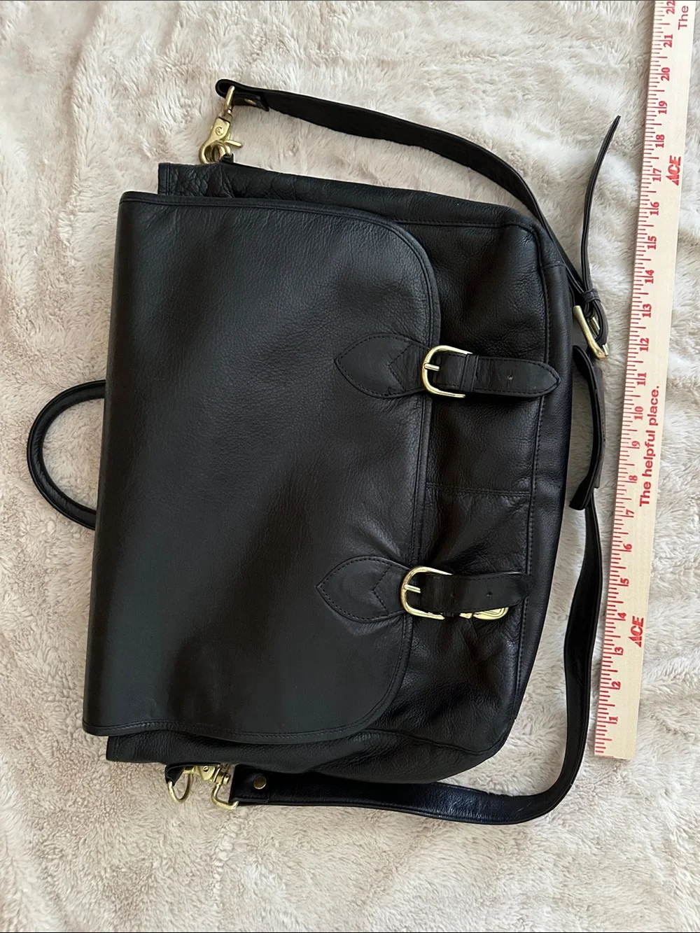 Gorgeous Vintage-Style Black Real Leather Messenger Bag / Briefcase 💼